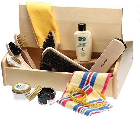 Langlauf Shoe Care Box I with shoe leather care accessories, professional shoe shining kit product made in Germany…