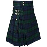 Tartan Utility Kilts for Men Tartan Kilt with Straps and Large Cargo Pockets