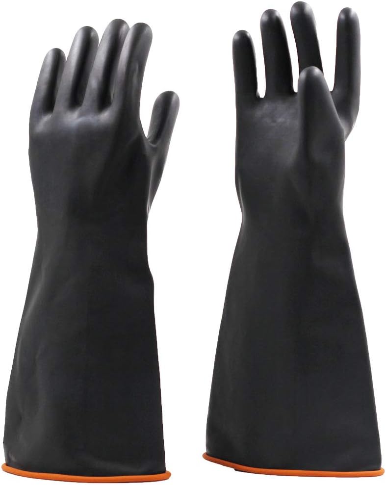 Jewboer 2 Pairs 18" Heavy Duty Rubber Gloves,Chemical Muriatic Acid