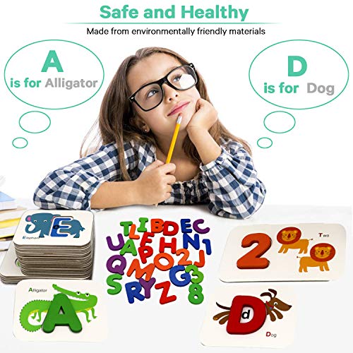 Kcuina Alphabet and Number Flashcard Set 36 Cardboard Flash Cards