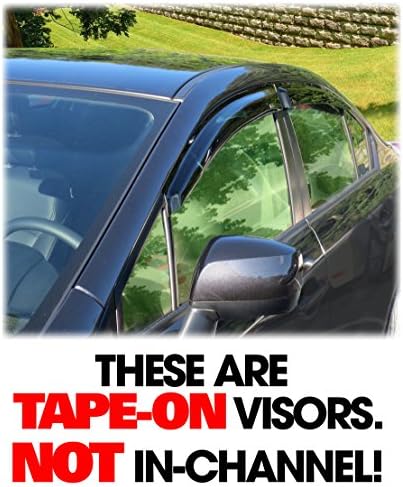 Set of 4 Aftermarket WV-12IS-TF Tape-On Outside-Mount Side Window Visor Rain Guard Deflectors Compatible with 2012-13-14-15-16 Subaru Impreza Sedan (Does NOT FIT WRX or STI)