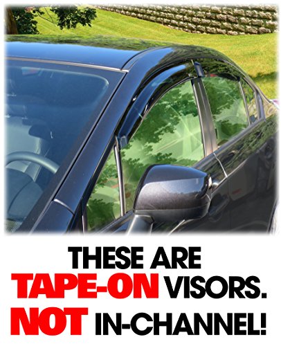 Set of 4 Aftermarket WV-12IS-TF Tape-On Outside-Mount Side Window Visor Rain Guard Deflectors Compatible with 2012-13-14-15-16 Subaru Impreza Sedan (Does NOT FIT WRX or STI)