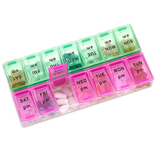 MEDca Weekly Pill Organizer, Twice-a-Day, 1 Pill Organizer New Attractive Coloring