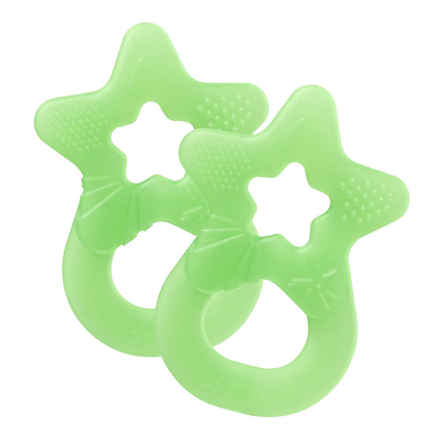 dentistar Star Teether Pack of 2, Teething Baby Toy for Infants Aged 3+ Months, Soft Silicone Baby Teething Ring for Tooth and Gum Pain Relief, Made in Germany - Light Green