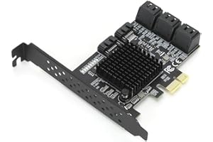 PCIE to SATA Expansion Card, Hot Swap 8 Ports SATA3.0 Adapter Riser Card Fit for 88SE92xx JMB5XX Compatible with SATA 6G 3G 1