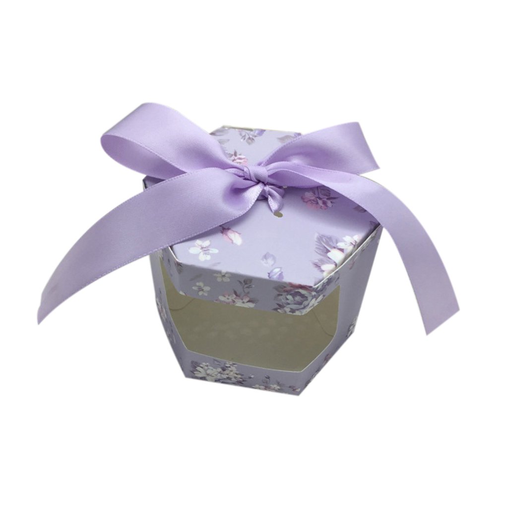 Muluo 50pcs Wedding Candy Box Hexagon Candy Box Personalized Wedding Baby Shower Gift Box Violet Durable Modeling Www Ilvialerestaurant Be