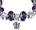 Elegant Silver European Charm Bracelet Purple Murano Glass Beads Bracelets (7.8inch/20cm) DB0009P-20