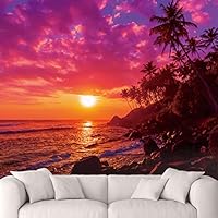 Wall Mural Beach and Blue Sea View Removable Self-Adhesive Wallpaper Wall Decoration for Bedroom Living Room - 66x96 inches