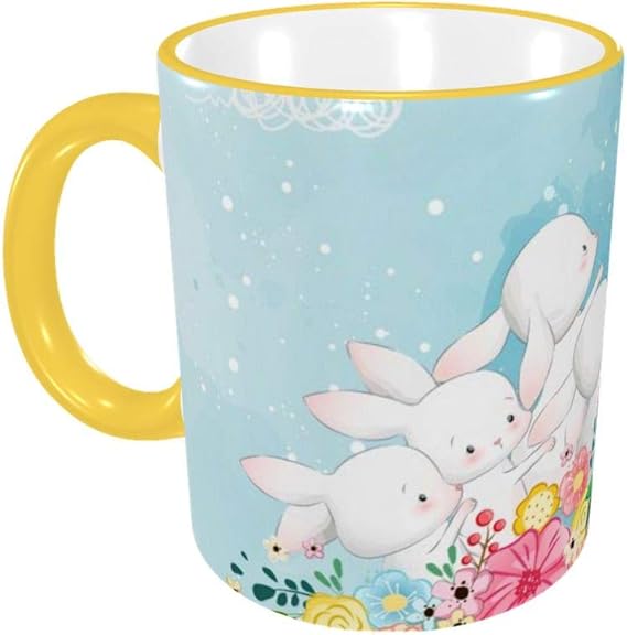 Amazon Co Jp 花のカートのかわいいウサギ おしゃれ セラミック マグカップ 電子レンジ温め 食洗機対応330ml 服 ファッション小物