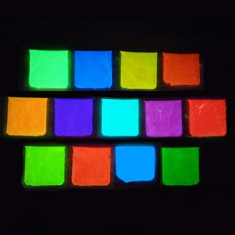 Amazon Co Jp Klcclmki 夜光パウダー 蓄光パウダー 13色セット 各色10g入り 素材 材料 レジン ネイルアート グリッター 高輝度 夜光顆粒 顔料 蓄光塗料 ホーム キッチン