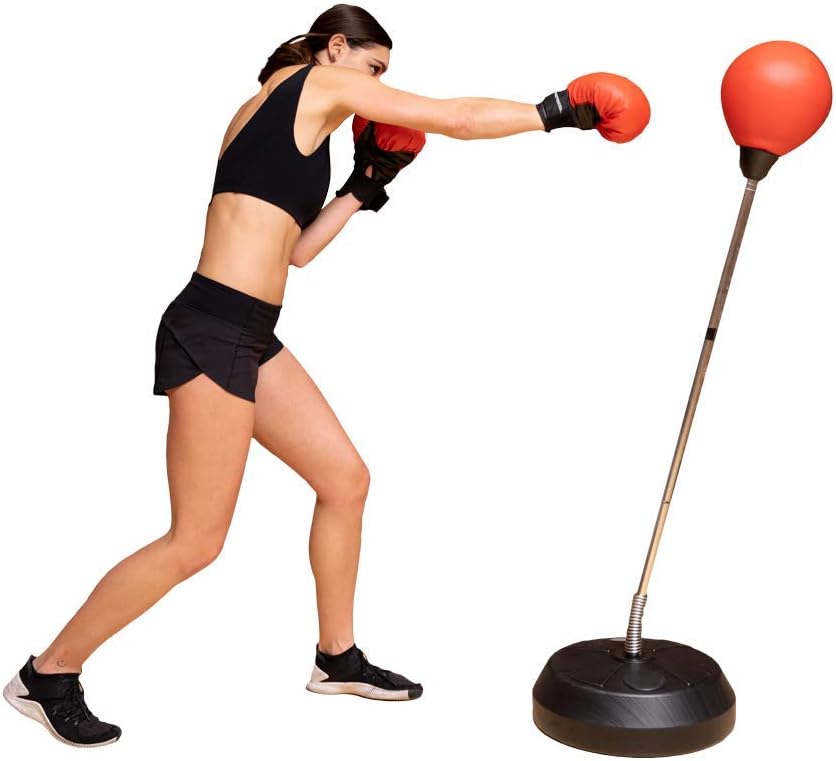 Protocol punching bag with stand | For Adults & Kids | Punching bag with stand plus boxing gloves | Adjustable height stand |Great for exercise and fitness fun for the entire family!