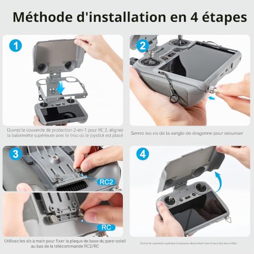 STARTRC LITO X1 Pare-Soleil avec Cordon pour DJI RC 2 et contrôleur RC, Protection d'écran Pare-Soleil 3 en 1 améliorée pour DJI Mini 5/4/3 Pro/Neo/Flip/AIR 3S/Air 3/Mavic 3 Pro