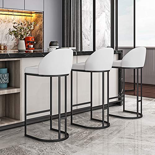 Pu Leder Gepolsterter Hoher Hocker Mit Rückenlehne Sitz Frühstück Küche Theke Bar Stühle Schmiedeeisen Bein Für Bar Cafe… – Bild 6