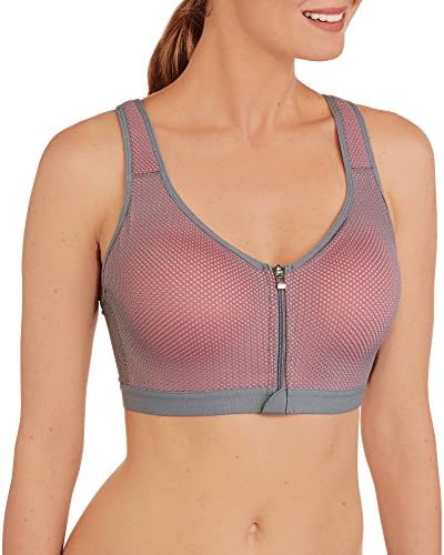 Danskin Now Women's Zip Front Mesh Overlay High Impact Sports Bra