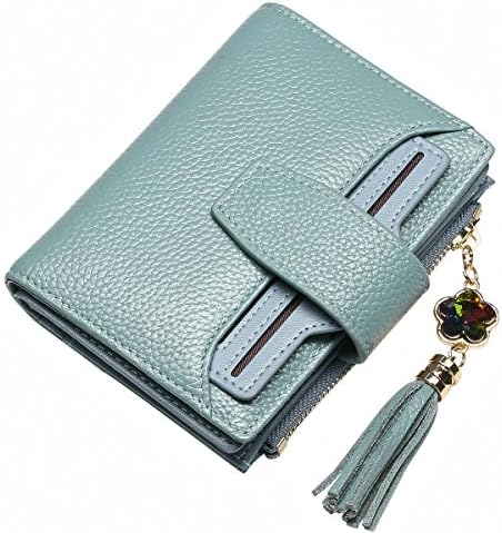 JSLOVE Women's Genuine Leather Bifold Multi Function Compact Wallet Coin Purse Card Holder(blue)