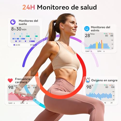Women's Smart Watch 1.27" Round Smartwatch 2 Straps, Sleep Monitor Health and Fitness Functions 120+ Sports Modes 3ATM Waterproof for iPhone/Samsung/Android Pink