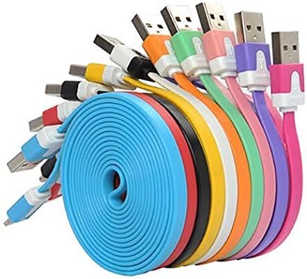 [ 5 Pack ]  Charging Charger Cable Cord For iPhone 5, 5S, 5C, SE, 6, 6S, 6 Plus Fabric Braided USB Lightning Cable Sync And Charging Cable Long Flat Nylon (2M-6FT)