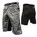 The Enduro - Men’s MTB Off Road Cycling Shorts with ClickFast Padded Undershorts with Coolmax Technology (Medium, Grey)