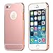 For Apple iPhone 5 5s SE Case, FLOVEME [Slim Fit] [Metal Aluminum Bumper] Premium Ultra Thin Luxury Make Up Mirror with Electroplate Frame No Slip Hard Back Holder Cover - Rose Gold