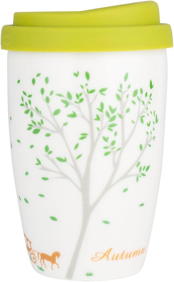 Magician Eco Cup - Double Wall Insulated Ceramic Travel Mug, Original Four Seasons Autumn 8oz Coffee Cup with an Artistic Design, Great Gift for Someone You Care!