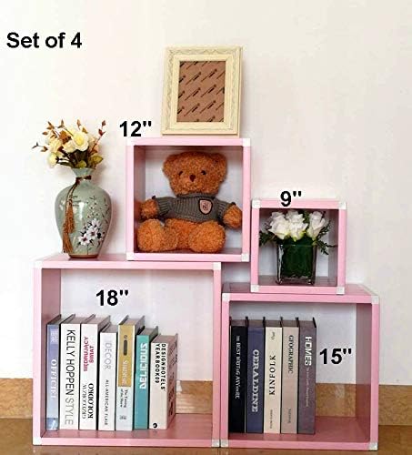 Amazon Com Wllindustry Plastic Storage Organizer Box Conner Shelves Wall Mounted Floating Shelves Bookcase Diy Display Shelves Set Of 4 Pink Kitchen Dining