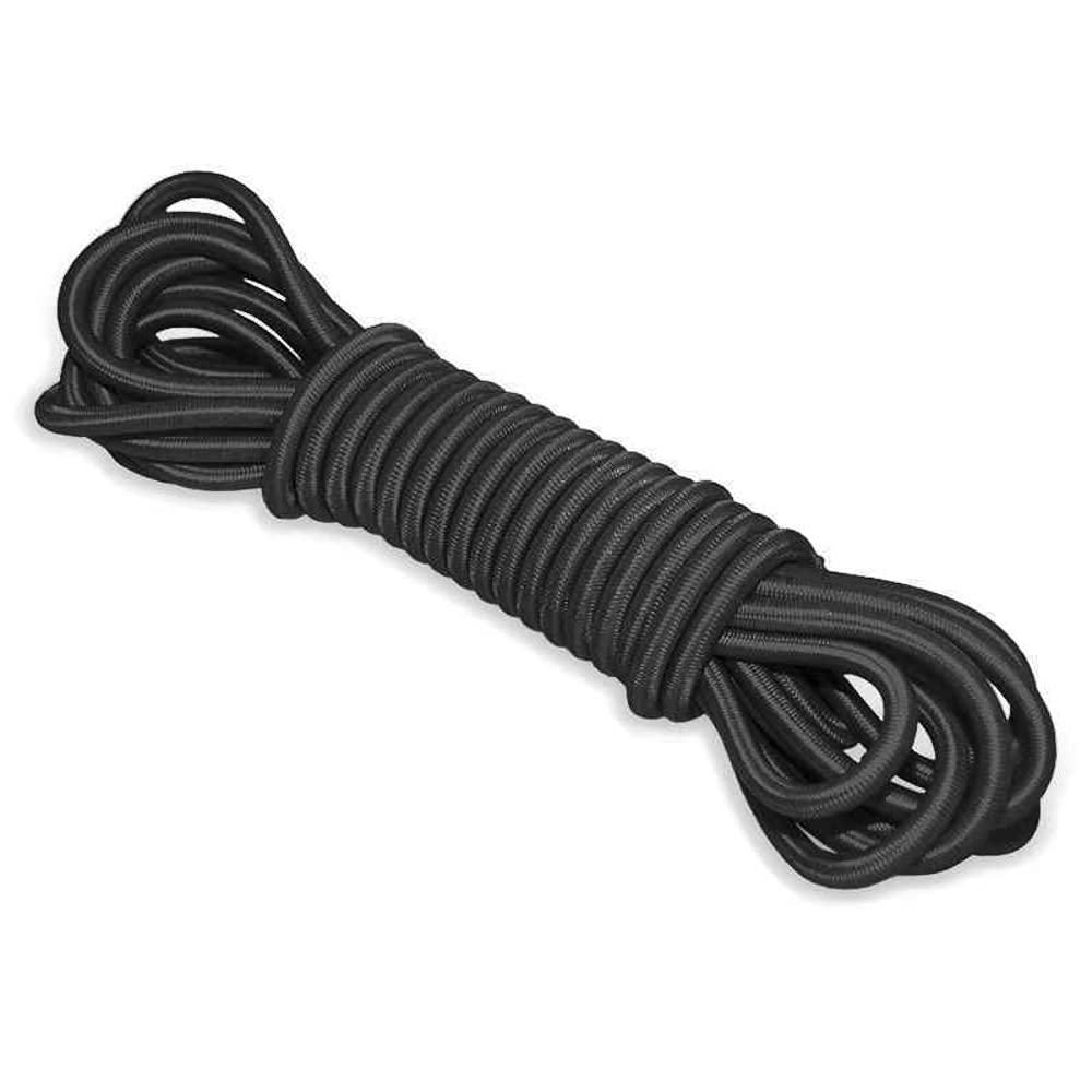 Black Bungee Cord - 10 m / 32 ft of 8 mm Bungee Rope, Shock Cord, Bungee Strap, Elastic Rope, Tie Down - UV Resistant, Stretch at least 100%, Universal Use, Parallel Rubber Cores