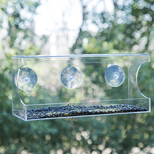 CEDAR HOME Window Bird Feeder Squirrel Proof Outdoor Garden Patio Decorative Water Proof Bungalow Acrylic Pet BirdFeeder