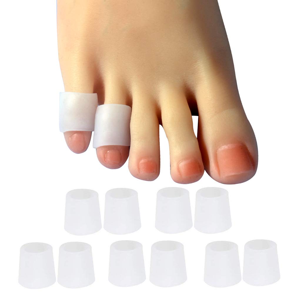 Hoogoo 10 Pack Pinky Toe Sleeves Protectors, Toe Covers, Protect Small Toes from Rubbing(White