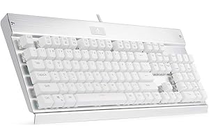 Eagletec KG010 Mechanical Keyboard Wired Ergonomic Brown Switches Equivalent for Office PC Home or Business (White Keyboard N