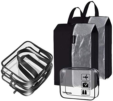 Lermende Travel Shoe Bags Waterproof Nylon Organizer Storage Tote Pouch 5pcs (Combination set （Black）)