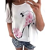 TOPUNDER Women Clothing 2018 Women Short Sleeve Blouse High Heels Printed Tops Beach Casual Loose T Shirt by Topunder