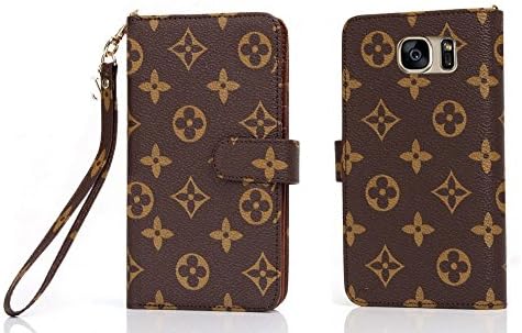 For Samsung galaxy s 6 7 8 + plus note Luxury Famous Deluxe Monogram Flowers Grid Leather Flip Filo Wallet Bag Card Cash Case Cover S (Flowers, Samsung galaxy A8)