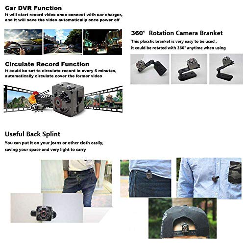 Action Camera,Miya Dash Camera for Car Mini Sports DV Camera 1080P Full HD Night Vision Car DVR Recorder Wide-Angle Lens Cam Montion Detection Outdoor Voice Video Recorder Action Cam for Home Office