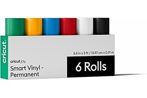 Cricut Smart Permanent Vinyl for Joy Machine, Sampler Pack (5.5in x 3ft, 6 Sheets)