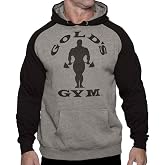 Gold's Gym Raglan Hoodie - Official Licensed - HPC-1 (M, Gray Heather/Black) (M)