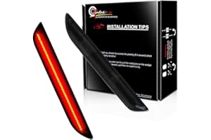 GTINTHEBOX for 2015 2016 2017 2018 2019 Ford Mustang Rear Side Marker Lights Smoked Lens High Power Red 48-SMD LED Lamps