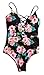One Pieces Solid Floral Pin Up Sexy Women Front Strappy Cross Swimwear-KJQ999-BKF4