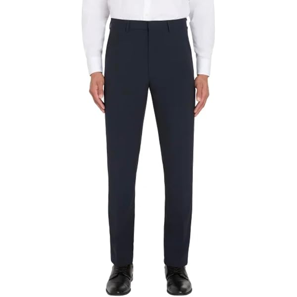slim fit dress slacks Calvin Klein Mens Classic fit Dress Pants 38 / 32 Navy Blue Solid – Bristol  Apparel Co main image 0