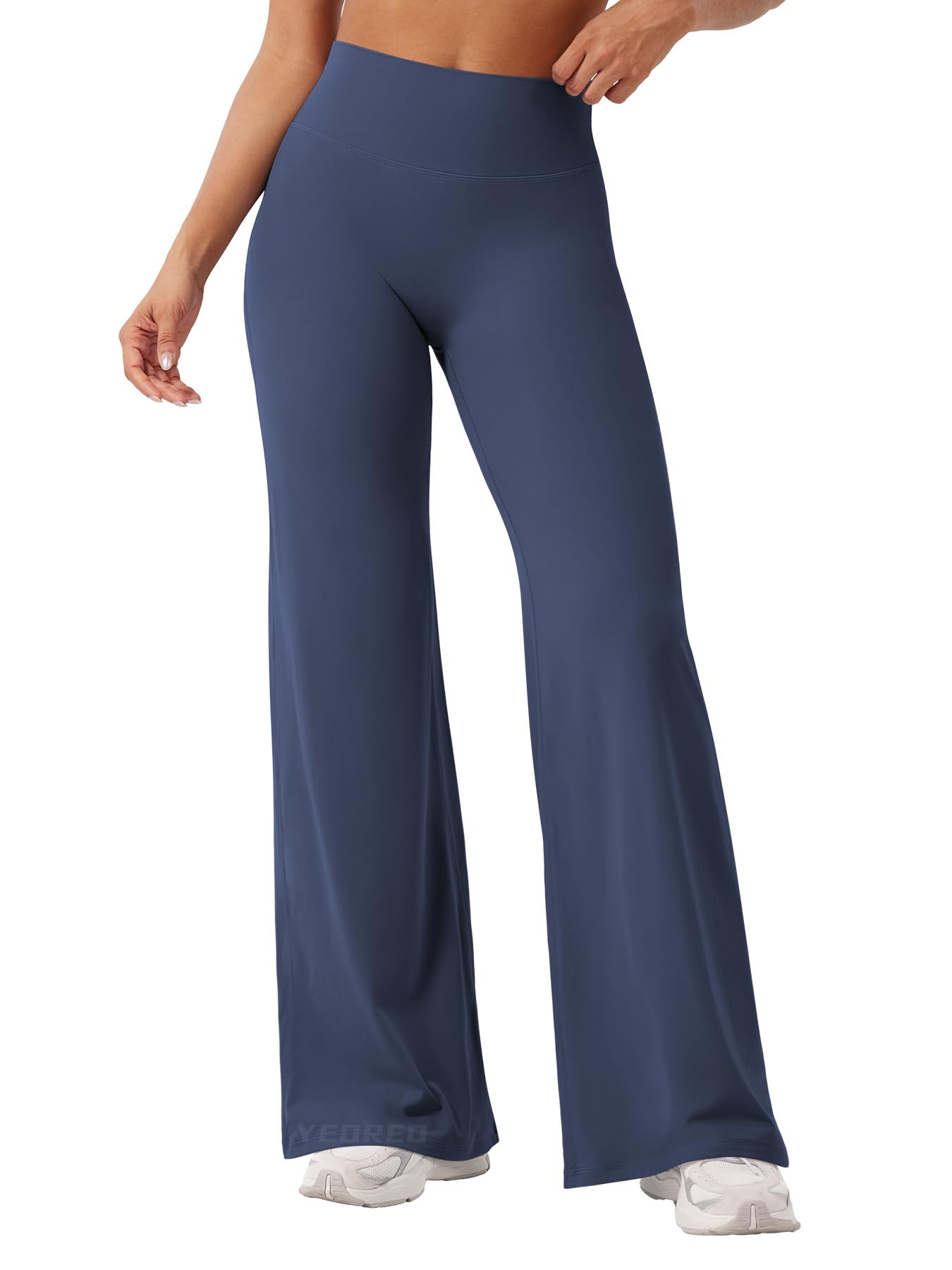 Photo 1 of YEOREO Workout Leggings Womens No Front Seam Straight Leggings 31.5" High Waist Buttery Eddiy Gym Yoga Pants Navy Blue S