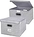 Foldable Storage Box with lids, Decorative drawers Bins Baskets with Sturdy Plastic Handles for Clothes, Closet, Bedroom, office, White with Printing 2 pack