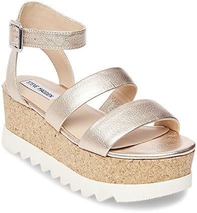 Steve Madden Women's Kirsten Wedge Sandal, Rose Leather, 8.5 M US