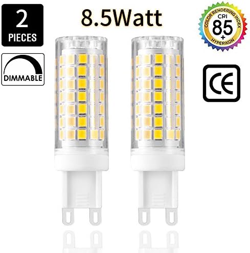All-New G9 LED Bulb, Dimmable G9 Bi-Pin Base Bulbs, 75W 80W Equivalent, 120V 8W, 90X2835SMD 360 Degree Indoor Lighting (G9-White)