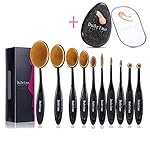Duorime Makeup Brushes 10Pcs Toothbrush Design Oval Makeup Brush Tool with Silicone Makeup Sponge Set