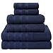 Premium, Luxury Hotel & Spa Quality, 6 Piece Kitchen and Bathroom Turkish Towel Set, 100% Genuine Cotton for Maximum Softness and Absorbency by American Soft Linen, [Worth $72.95] (Navy Blue)