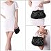 b.m.c BMC Black Beaded Sequin Design Metal Frame Kissing Lock Clasp Satin Interior Evening Clutch - Exuding Eloquences Collection