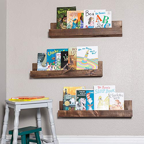Drakestone Designs Floating Nursery Bookshelves Solid Wood Wall Mount Modern Farmhouse