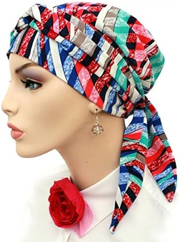Blue, Red, Pink, Green, White, Black Easy Tie Pre-tied Scarf Chemo Cap Spring Summer for Women Cancer Patients, Alopecia,