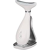 VRAIKO Lily Neck Face Massager, Face Sculpting Tool, Skin Rejuvenation Device with Thermal, Triple Action LED and Vibration, for Anti-Aging, Lifting and Tightening Sagging Skin (Pearl White)