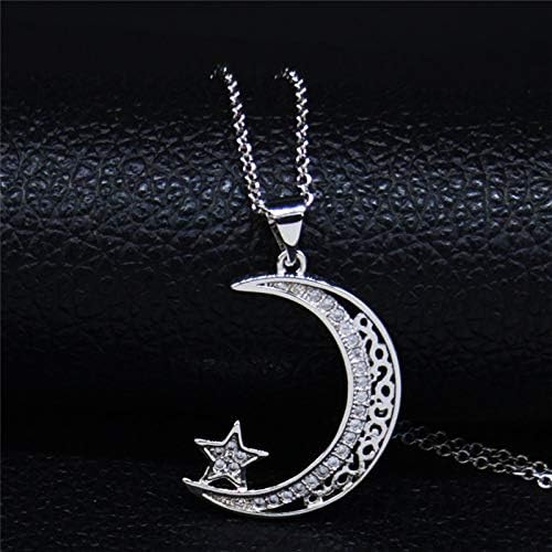 Amazon ジルコン銅イスラム教の信念星月ネックレス女性シルバーカラーネックレスペンダントジュエリー50センチ ネックレス 通販