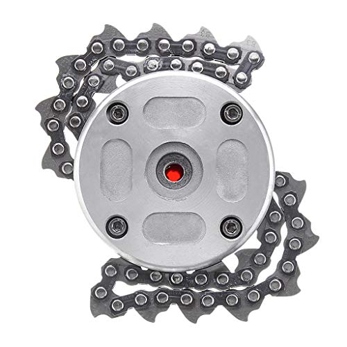 Fullwei 2 Types 65Mn Weed Trimmer Head with Sawchain,Coil Chain Brush Cutter Grass Lawn Mower Sharpener Head (A)